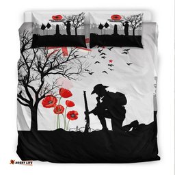 VibeHoodie Bedding Set - New Zealand Anzac Lest We Forget Remebrance Day White Bedding Set