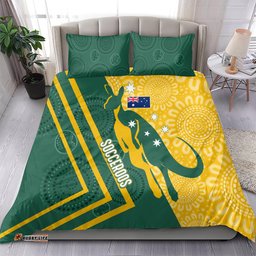 Personalised Australia Socceroos Indigenous Bedding Set Green & Gold