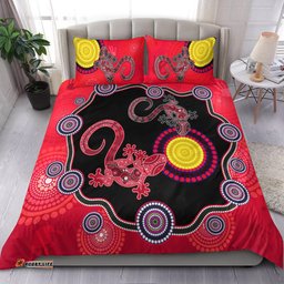 Aboriginal Lizard Bedding Set Attracted Australia Version Red