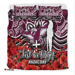 Sea Eagles Bedding Set Anzac Day Poppy Flowers With Aboriginal