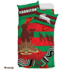 Rabbitohs Anzac Day Bedding Set Rugby South Sydney Indigenous Military