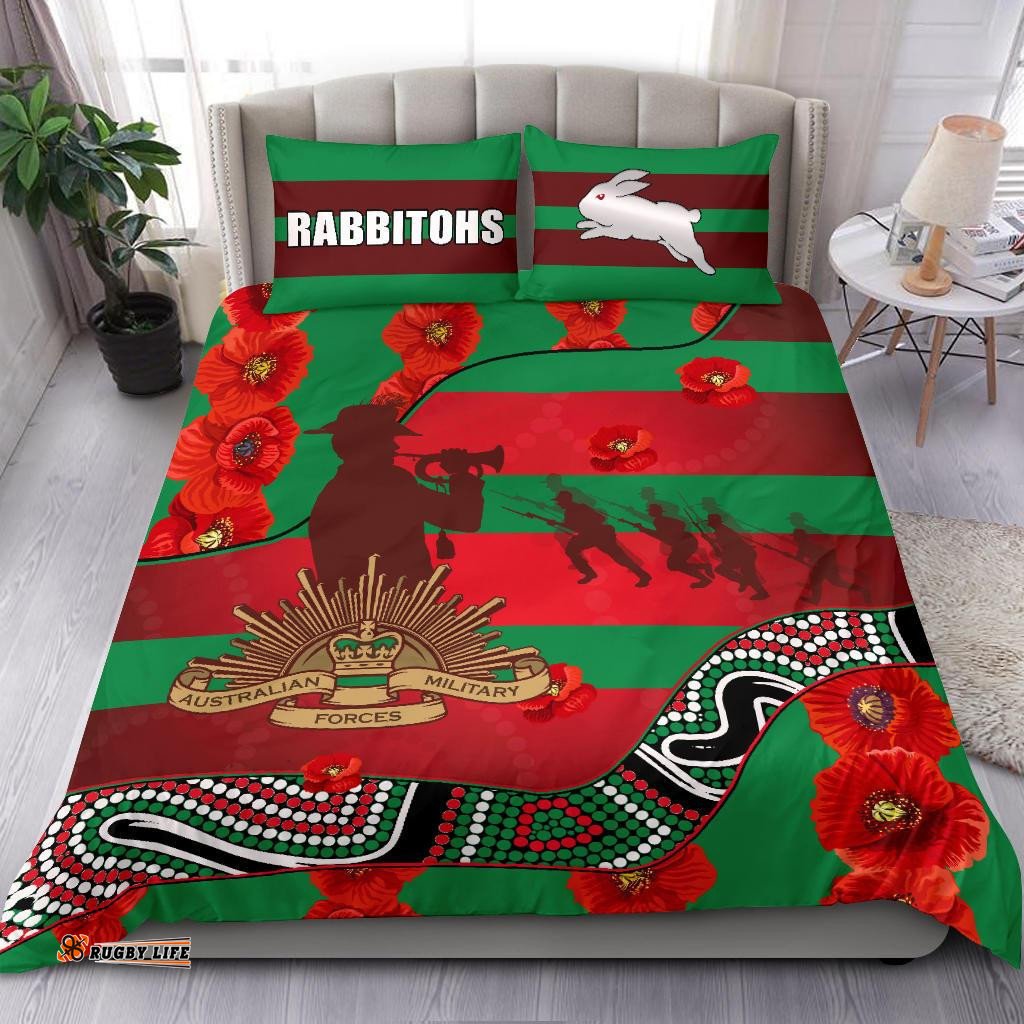 Rabbitohs Anzac Day Bedding Set Rugby South Sydney Indigenous Military