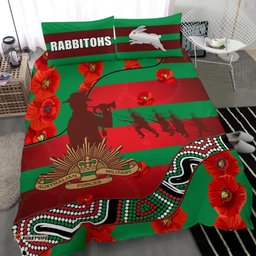 Rabbitohs Anzac Day Bedding Set Rugby South Sydney Indigenous Military