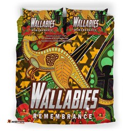 Wallabies Rugby Bedding Set - Anzac Day Aboriginal Wallabies Kangaroo Bedding Set