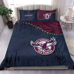 Manly Warringah Sea Eagles Bedding Set Grunge Polynesian Tattoo - NRL