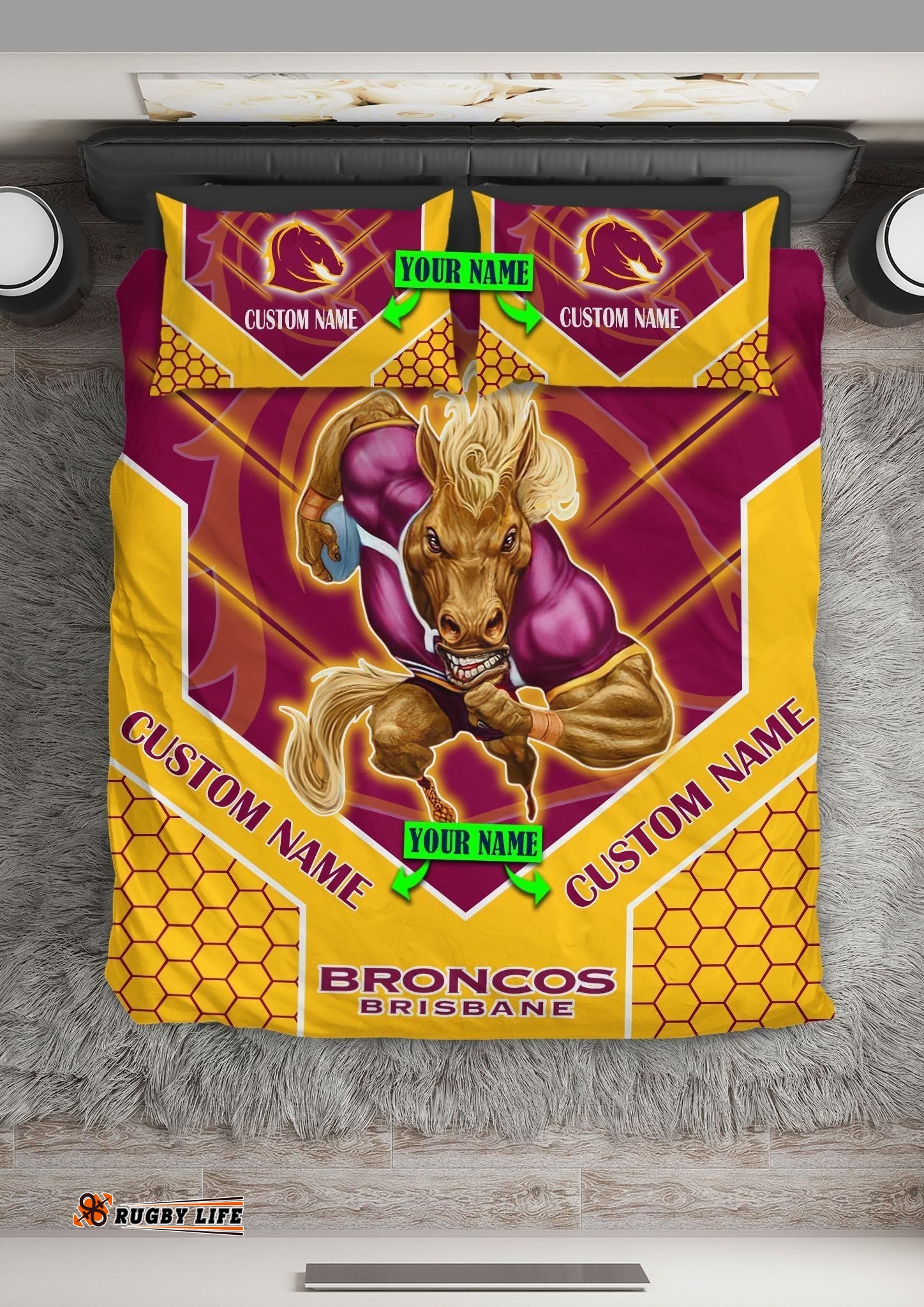 Nrl Bedding Set Brisbane Broncos Bedding Set Mascot