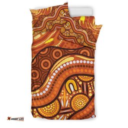 Aboriginal Bedding Set - Landscape and The Sun Dot Painting Art