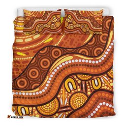 Aboriginal Bedding Set - Landscape and The Sun Dot Painting Art