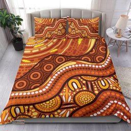 Aboriginal Bedding Set - Landscape and The Sun Dot Painting Art