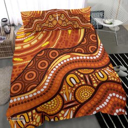 Aboriginal Bedding Set - Landscape and The Sun Dot Painting Art