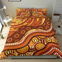 Aboriginal Bedding Set - Landscape and The Sun Dot Painting Art