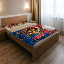 Knights Aboriginal Rugby Bedding Set - Custom Indigenous Knights With Aussie Lizard and Eagle RLT13