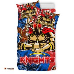 Knights Aboriginal Rugby Bedding Set - Custom Indigenous Knights With Aussie Lizard and Eagle RLT13