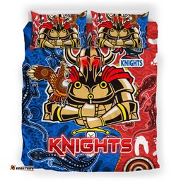 Knights Aboriginal Rugby Bedding Set - Custom Indigenous Knights With Aussie Lizard and Eagle RLT13