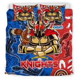 Knights Aboriginal Rugby Bedding Set - Custom Indigenous Knights With Aussie Lizard and Eagle RLT13