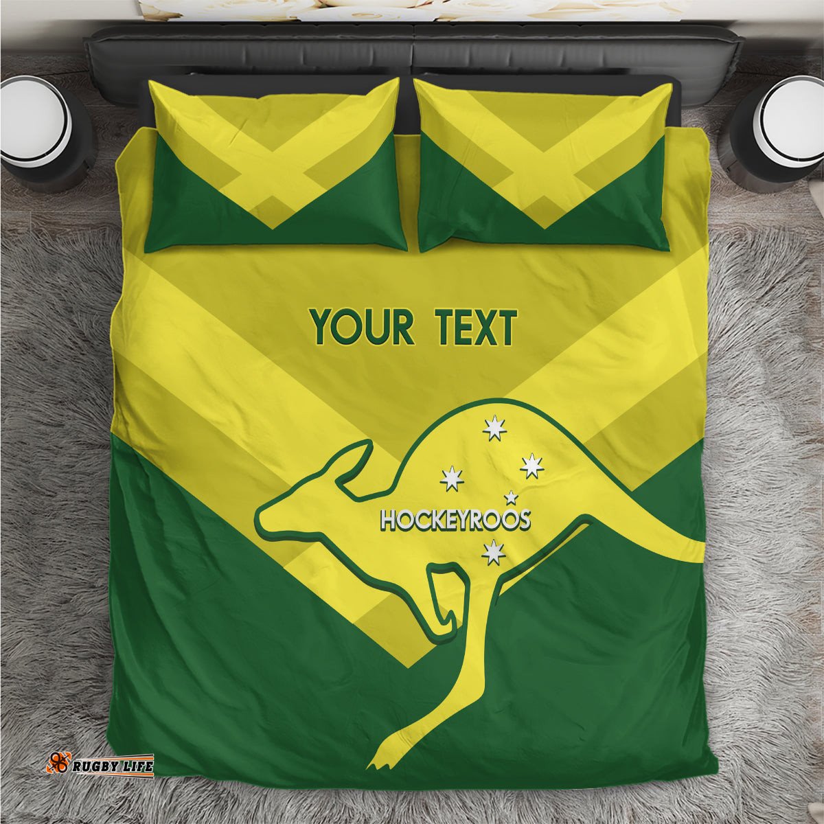 Custom Australia Field Hockey Bedding Set Go Champions Hockeyroos National Color