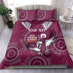 Custom NRL Sea Eagles NAIDOC Week Bedding Set Keep The Fire Burning Indigenous Art
