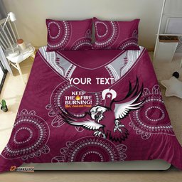 Custom NRL Sea Eagles NAIDOC Week Bedding Set Keep The Fire Burning Indigenous Art