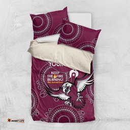 Custom NRL Sea Eagles NAIDOC Week Bedding Set Keep The Fire Burning Indigenous Art