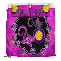Aboriginal Lizard Bedding Set Attracted Australia Version Purple