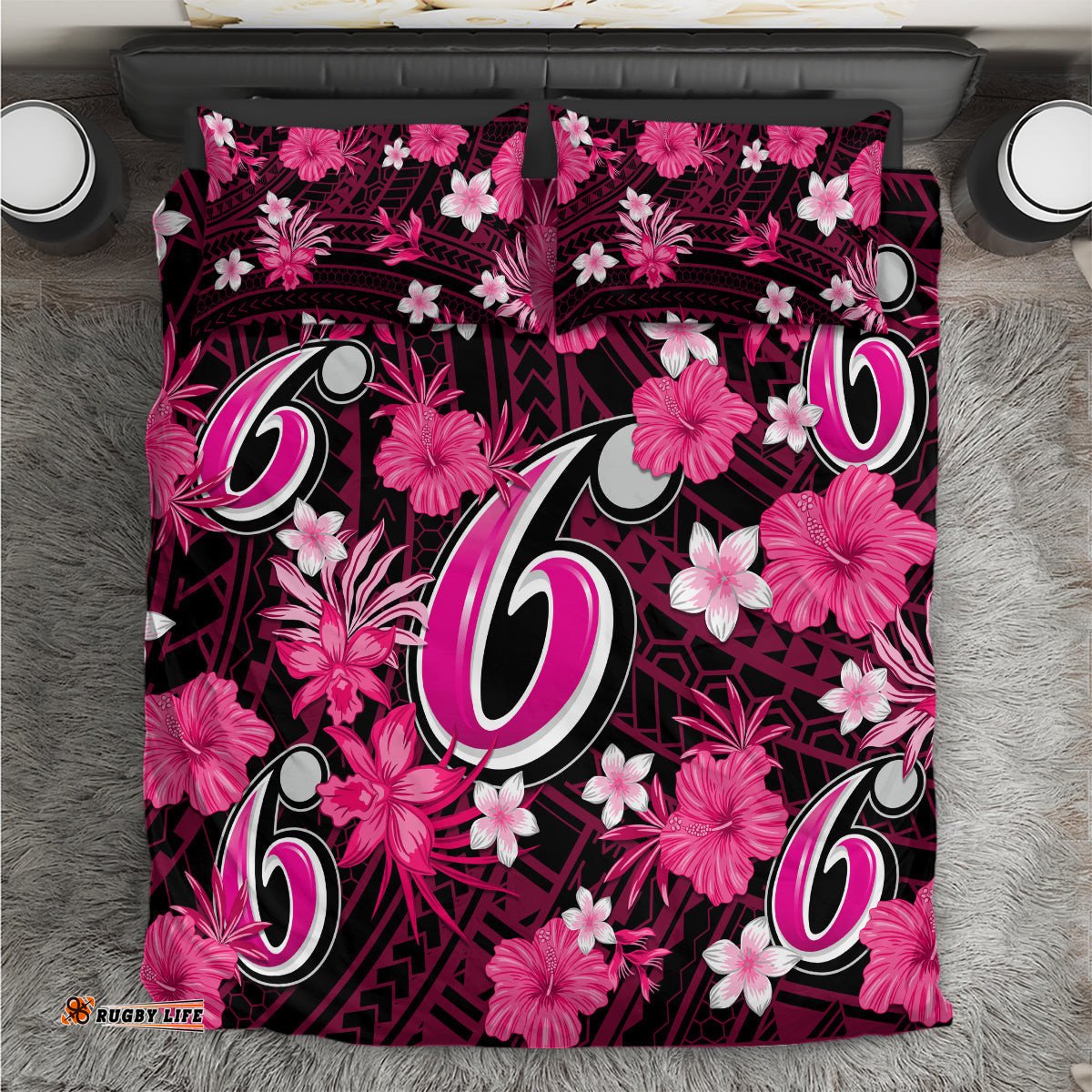 Australian Sixers Cricket Bedding Set Baeuty Pacific Hibiscus and Polynesian Pattern