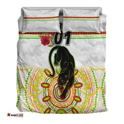 Custom Personalised Penrith Panthers ANZAC 2022 Bedding Set Indigenous Vibes White
