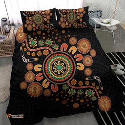 Aboriginal Dots Art Painting With Boomerang Bedding Set