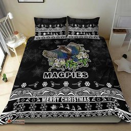 Collingwood Pies Unique Winter Season Bedding Set Magpies Merry Christmas No1