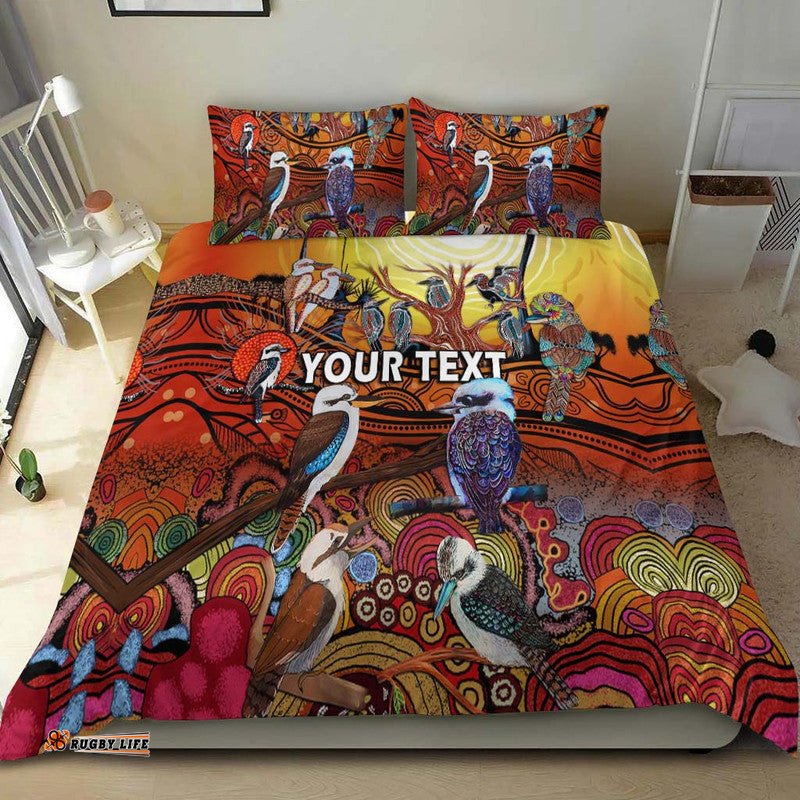 Custom Personalised Australia Kookaburra Dreaming Aboriginal Arty Style Bedding Set