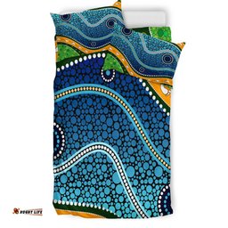 Australia Indigenous Bedding Set - Aboriginal Inspired style of background depicting nature