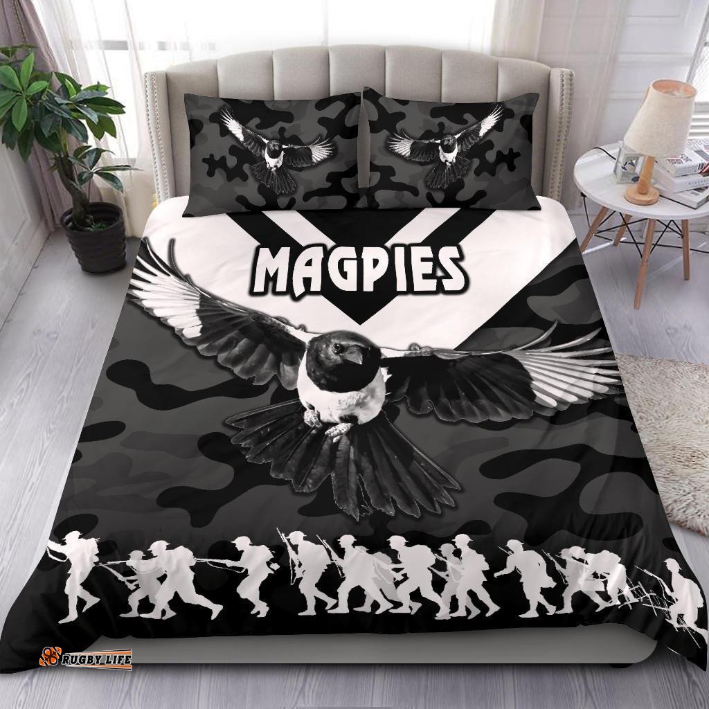 Western Suburbs Magpies Bedding Set Anzac Vibes - Black