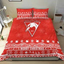Sydney Swans Unique Winter Season Bedding Set Swans Merry Christmas No2