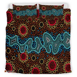 Australia Indigenous Bedding Set - Aboriginal inspired dot art painting River concept