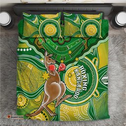 Personalised Australia Boxing Kangaroo Bedding Set Aussie Indigenous Art Mix National Color