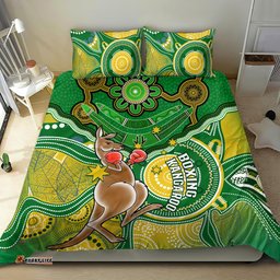 Personalised Australia Boxing Kangaroo Bedding Set Aussie Indigenous Art Mix National Color