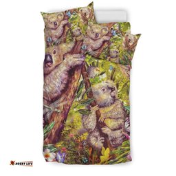 Koala Bedding Set - 3D Koala with Waratah Flower Bedding Set