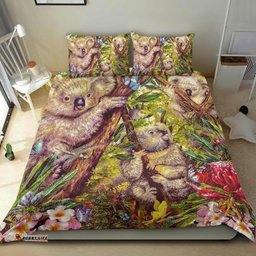 Koala Bedding Set - 3D Koala with Waratah Flower Bedding Set