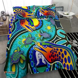 Eels Rugby Bedding Set - Indigenous Eels With Aboriginal and Torres Strait Islander Flag RLT13