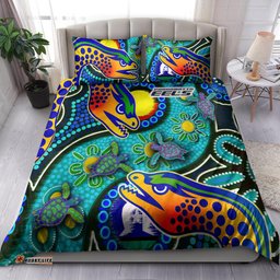 Eels Rugby Bedding Set - Indigenous Eels With Aboriginal and Torres Strait Islander Flag RLT13