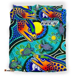 Eels Rugby Bedding Set - Indigenous Eels With Aboriginal and Torres Strait Islander Flag RLT13