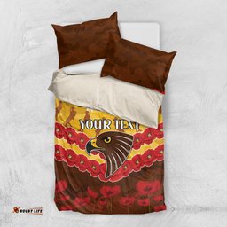 Custom Hawks Football Bedding Set ANZAC Lest We Forget
