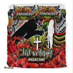 Panthers Bedding Set Anzac Day Poppy Flowers With Aboriginal