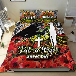 Panthers Bedding Set Anzac Day Poppy Flowers With Aboriginal