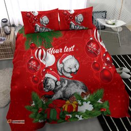 Personalised Wombat Lover Bedding Set Australia Merry Christmas Aboriginal