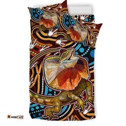 Australia Indigenous Bedding Set - Aboriginal Inspired frill necked lizard dreaming