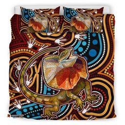 Australia Indigenous Bedding Set - Aboriginal Inspired frill necked lizard dreaming