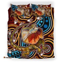 Australia Indigenous Bedding Set - Aboriginal Inspired frill necked lizard dreaming