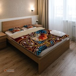Australia Indigenous Bedding Set - Aboriginal Inspired frill necked lizard dreaming
