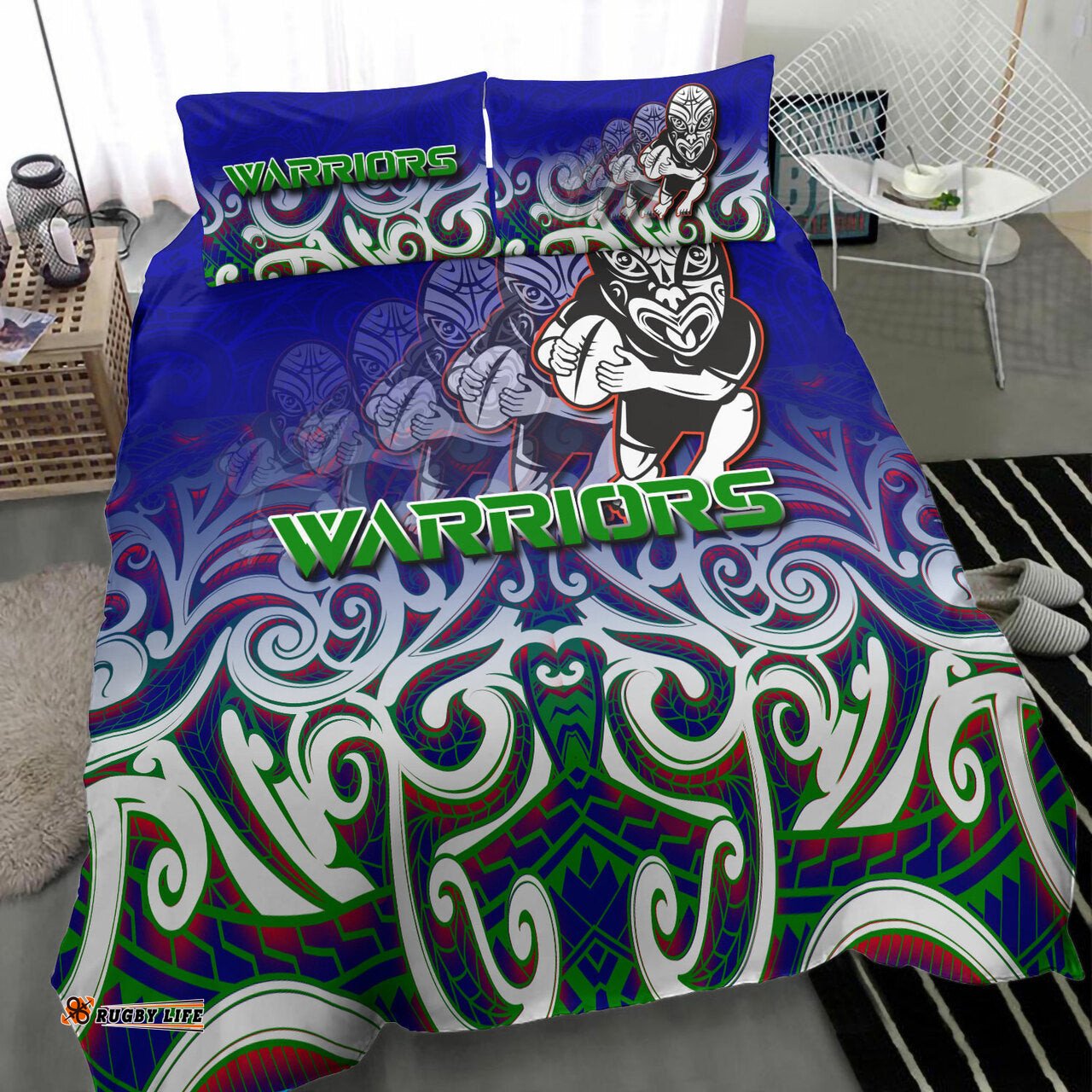 Warriors Rugby Bedding Set - Warriors Ruby Maori Patterns Bedding Set