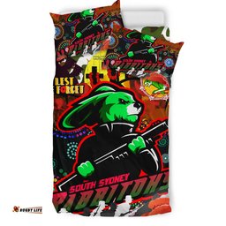 Rabbitohs Rugby Custom Camouflage Anzac Poppy Bedding Set - Souths Anzac Lest We Forget Spirit RLT13